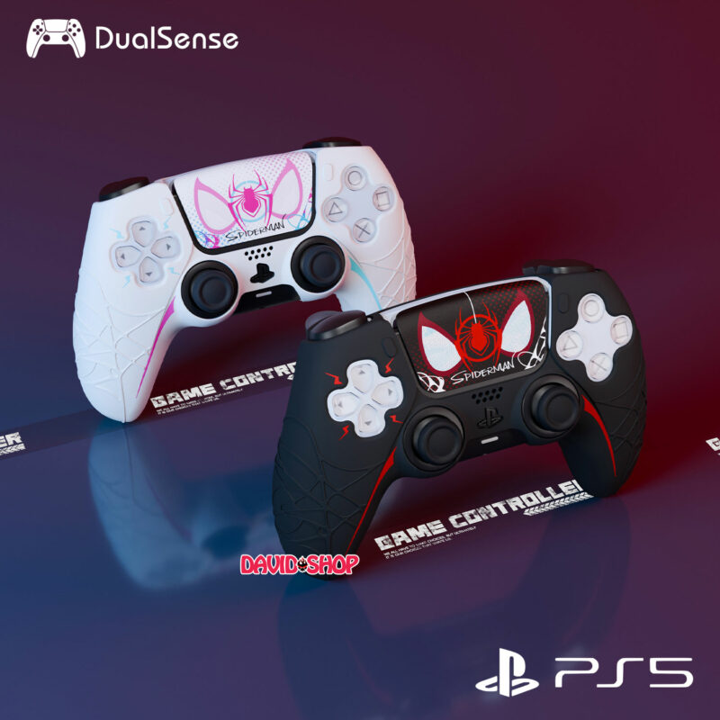 [GeekShare] Bọc case silicon + núm bọc analog + skin touchpad Spider-Man cho tay cầm DualSense – PlayStation 5 (PS5)