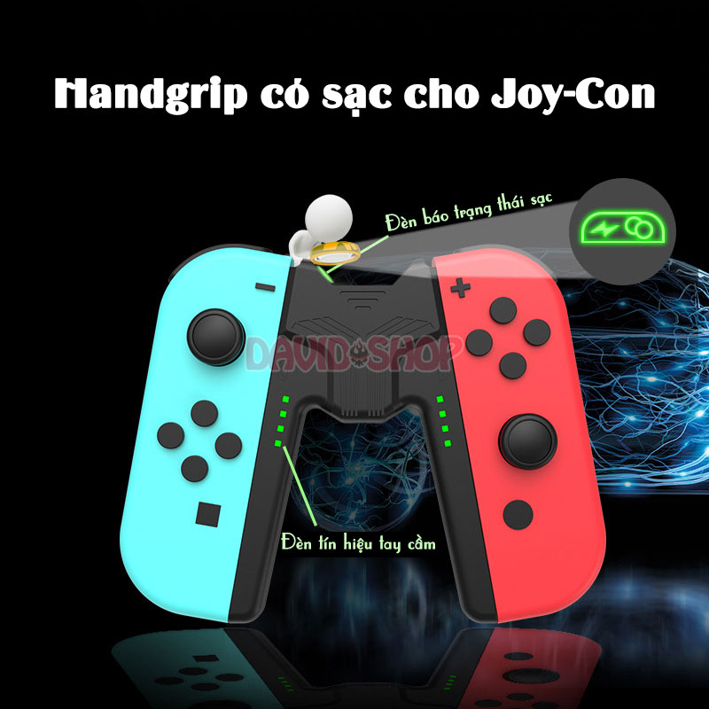 [Aolion] Handgrip kiêm sạc chữ V cho tay cầm Joy-Con zin hoặc hãng khác - Nintendo Switch OLED, V1, V2, Lite