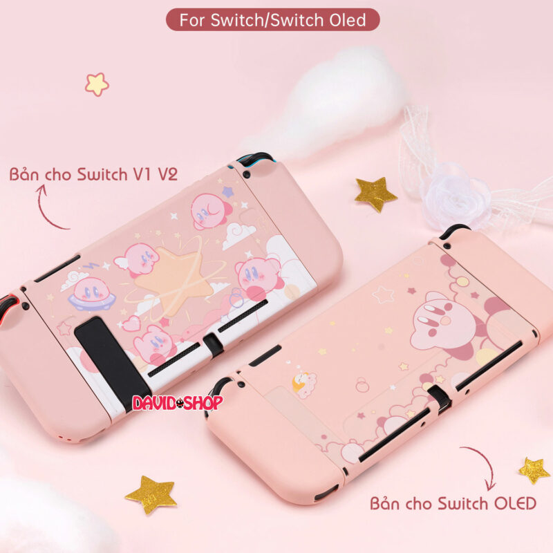 [GeekShare] Ốp lưng + case Joy-Con TPU dẻo + cường lực Kirby cho Nintendo Switch OLED, V1, V2