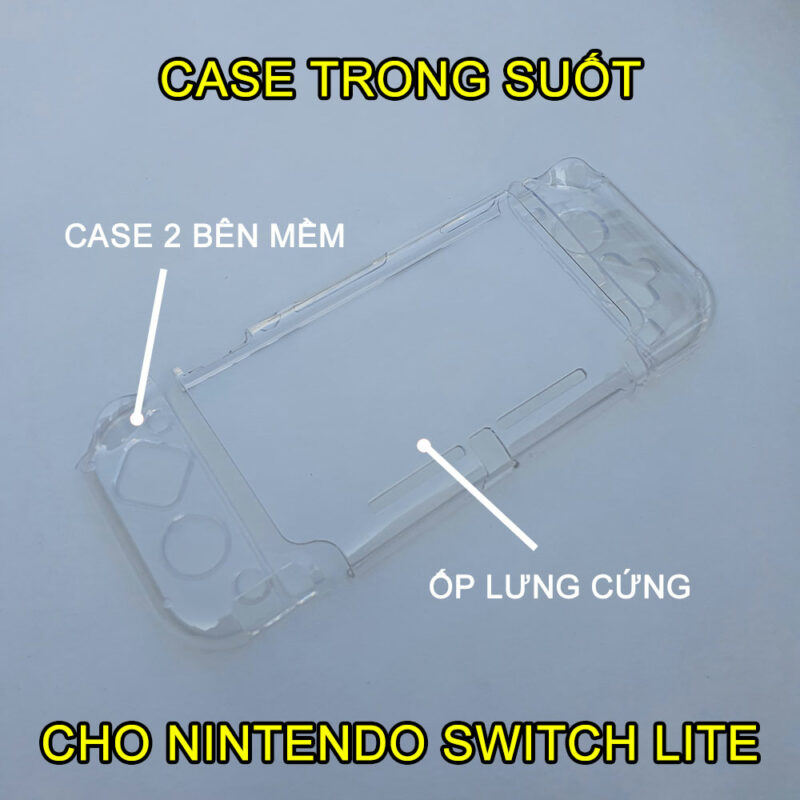 Ốp lưng trong suốt 2 bên mềm + giữa cứng cho Nintendo Switch Lite