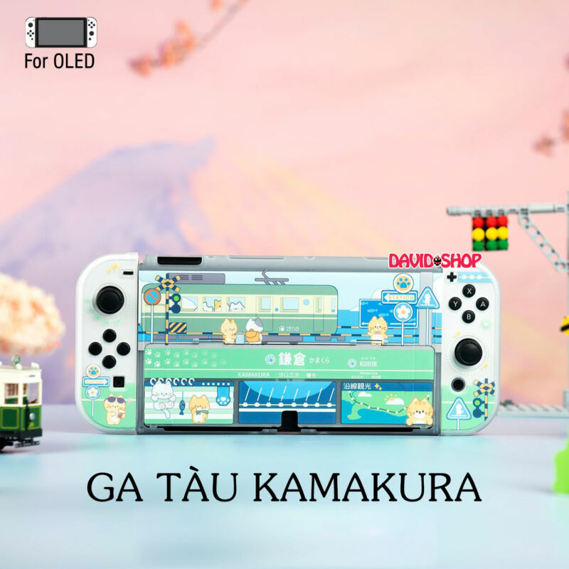 [Geekshare] Ốp lưng + case Joy-Con cứng chủ đề Ga Tàu Kamakura cao cấp cho Nintendo Switch OLED