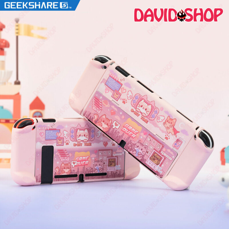 [GeekShare] Ốp lưng + case Joy-Con cứng chủ đề Mèo 8-Bit cao cấp cho Nintendo Switch OLED, V1, V2