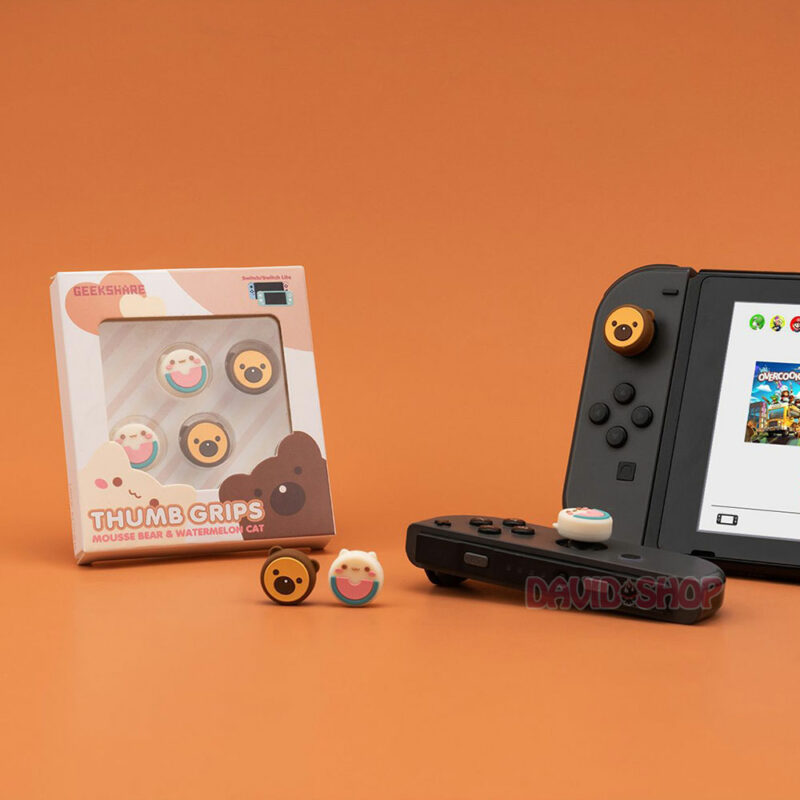 Núm bọc analog Gấu Mèo & Mèo Dưa Hấu hãng Geekshare cho Joy-Con - Nintendo Switch / Nintendo Switch Lite