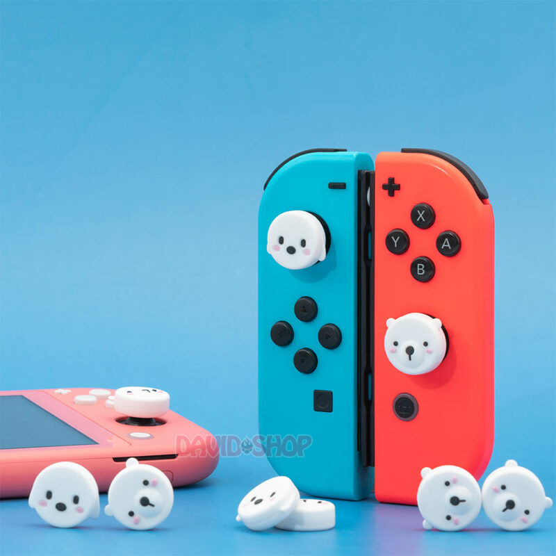 Núm bọc analog Gấu Trắng & Chó Trắng hãng Geekshare cho Joy-Con - Nintendo Switch / Nintendo Switch Lite