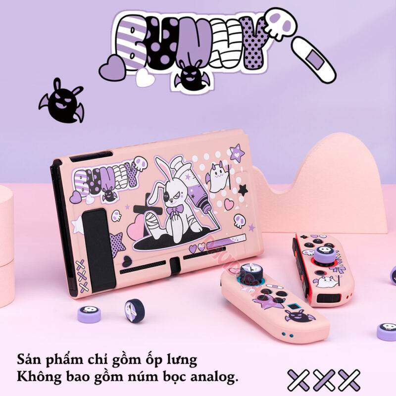 Ốp lưng + case Joy-Con chủ đề Thỏ Bunny dẻo cao cấp hãng Geekshare cho Nintendo Switch V1, V2