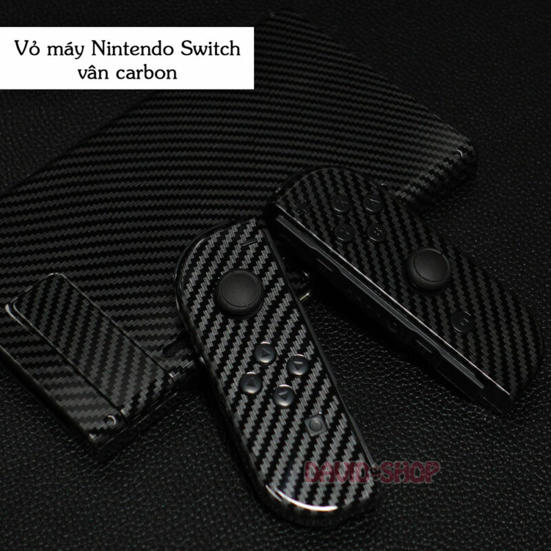 Vỏ Joy-Con & nắp lưng vân Carbon bóng loáng dùng thay thế cho Nintendo Switch