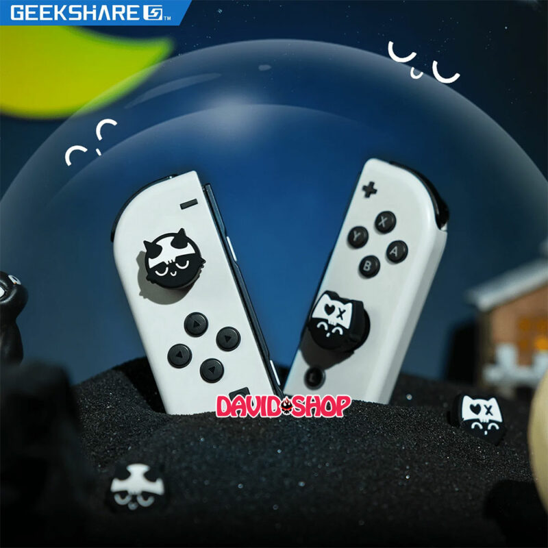 Núm bọc analog Mèo Halloween hãng GeekShare cho Joy-Con - Nintendo Switch OLED, V1, V2, Lite
