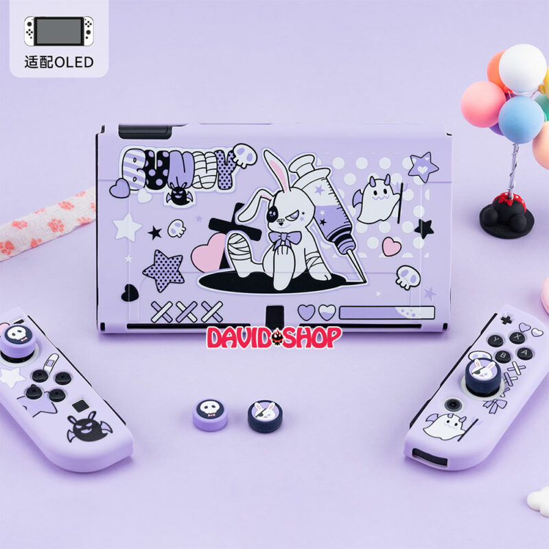 Ốp lưng dẻo + núm bọc analog Thỏ Bunny hãng GeekShare cho Nintendo Switch OLED
