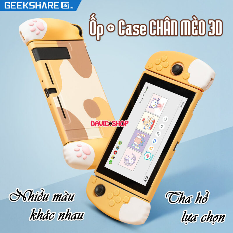 [GeekShare] Ốp lưng & case Joy-Con chủ đề Chân Mèo JoJo 3D cho Nintendo Switch OLED / V1, V2