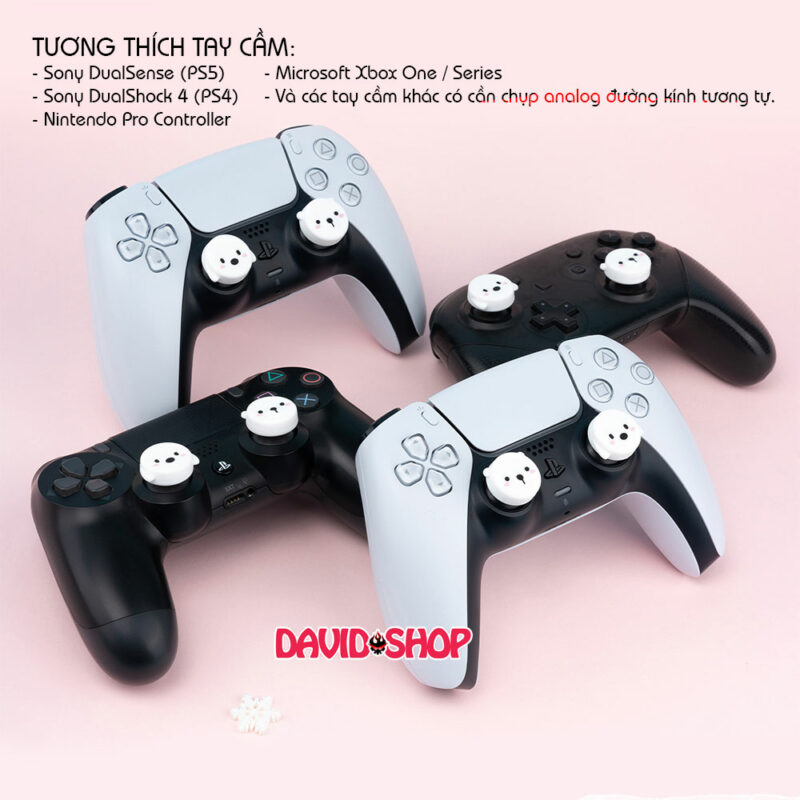 [GeekShare] Núm bọc analog Gấu & Chó Trắng cho tay cầm DualSense (PS5), DualShock 4 (PS4), Pro Controller, Xbox One/Series v.v...