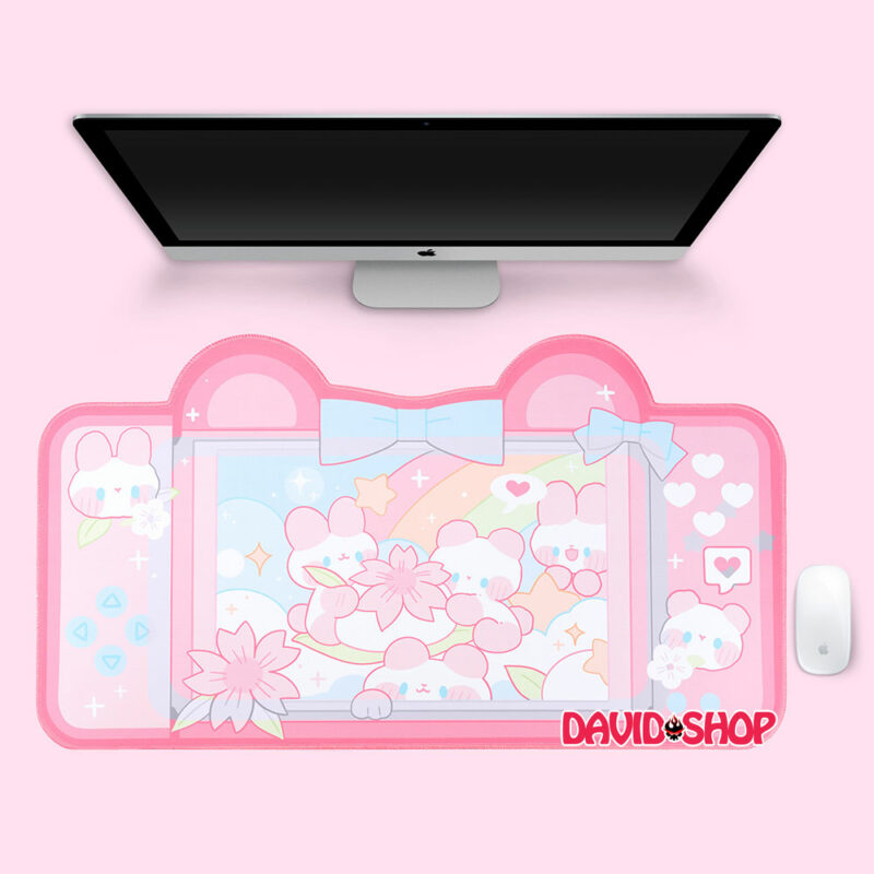 [GeekShare] Lót chuột gaming lớn cao cấp hình Tai Gấu Nintendo Switch cao cấp