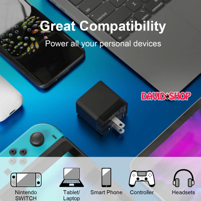 [Skull & Co.] Adapter / củ sạc GaN2 45W cho Nintendo Switch OLED, V1, V2, Lite, Steam Deck, điện thoại, máy tính bảng