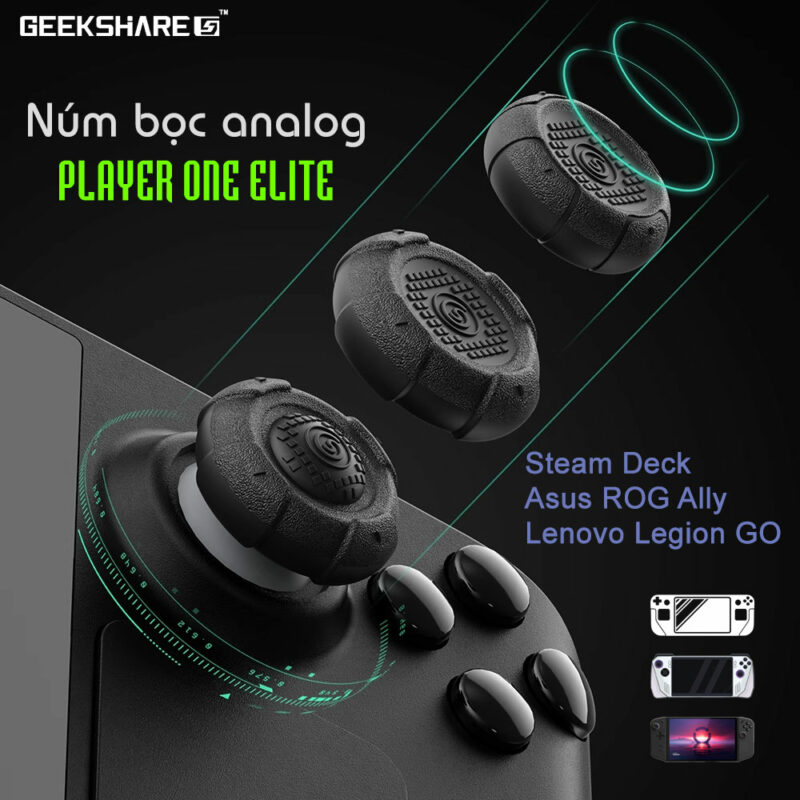 [GeekShare] Núm bọc analog Player One ELITE công thái học cao cấp cho Steam Deck, ROG Ally, Legion Go
