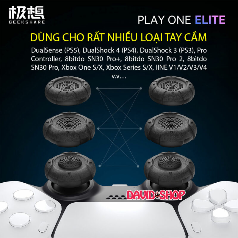 [GeekShare] Núm bọc analog Player One ELITE công thái học cho DualSense, DualShock, Pro Controller, Xbox One/Series, Steam Deck, Rog Ally