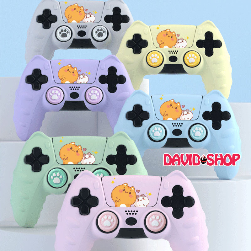 [Akitomo] Case silicon dẻo + núm bọc analog + skin touchpad cho tay cầm DualSense - PlayStation 5 (PS5)