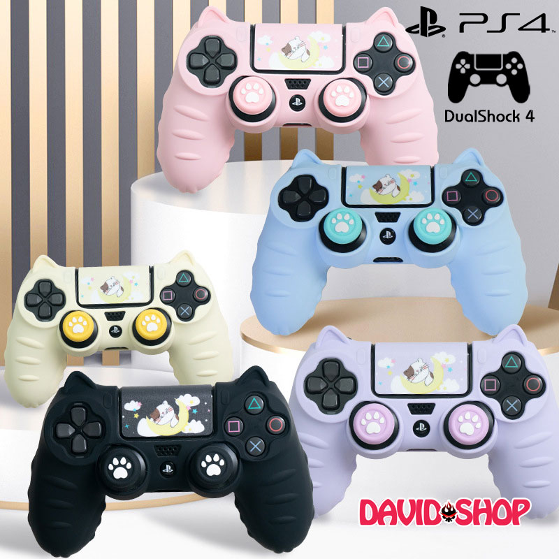 [Akitomo] Case silicon dẻo + núm bọc analog + skin touchpad cho tay cầm DualShock 4 - PlayStation 4 (PS4)