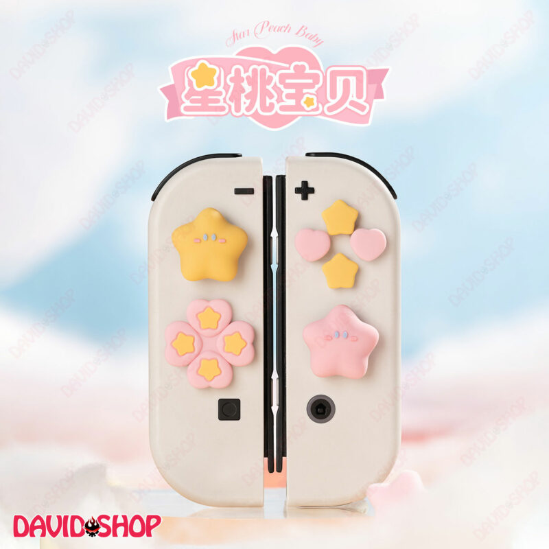 [GeekShare] Nút dán D-Pad + Núm bọc analog Ngôi Sao & Quả Đào cho tay cầm Joy-Con – Nintendo Switch V1, V2, OLED