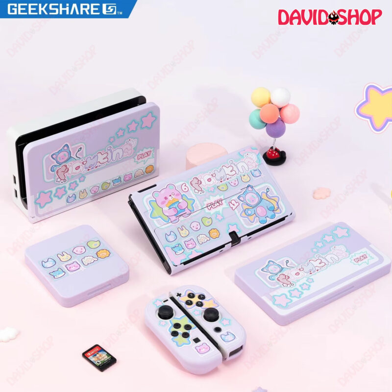 [GeekShare] Ốp lưng + ốp dock + hộp đựng băng chủ đề Animal Fighting cao cấp cho Nintendo Switch OLED, V1, V2